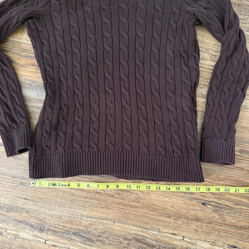 Lauren Ralph Lauren Cardigan Wrap Womens Large Brown Cable Knit Buckle Shawl - Picture 13 of 13